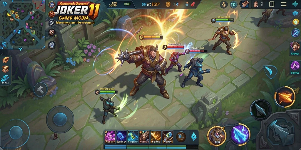Tampilan gameplay JOKER11 yang mendebarkan dalam pertempuran strategis MOBA.