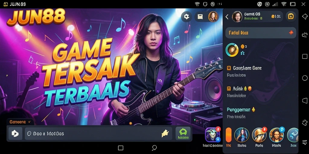 Screenshot gameplay JUN88 yang menampilkan pengguna bermain musik secara interaktif.